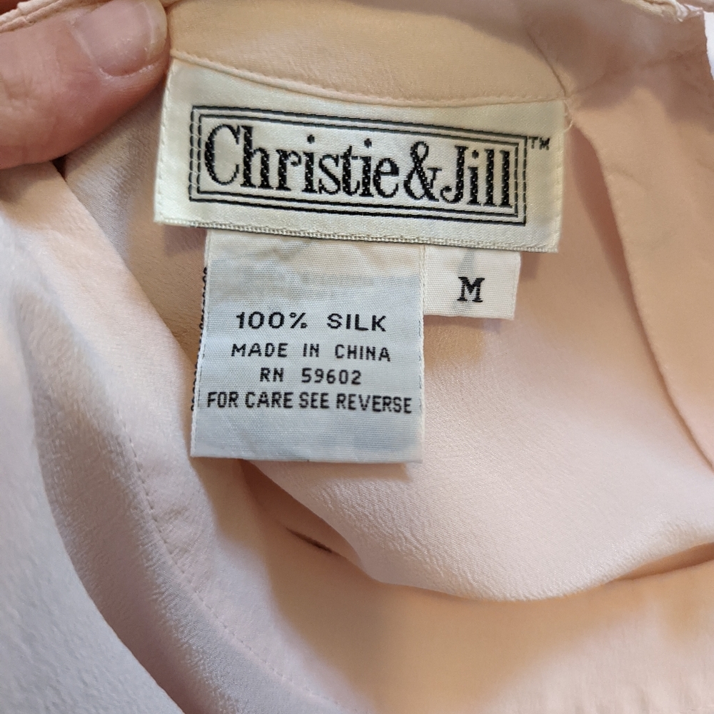 Tan Monochrome Paisley Print Silk Button Up by Christie & Jill